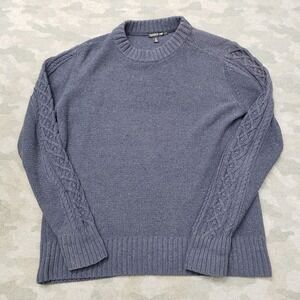 Toad&Co Sweater Womens XL Blue Cable Crew Pullover Long Sleeve